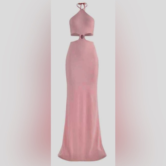 Alice + Olivia Marguerite Rose Pink Cutout Long Halter Dress Size 6 New With Tag - Picture 3 of 13